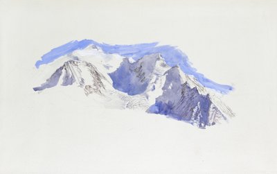 Mont Blanc vanuit Saint-Martin-sur-Arve, oktober 1874 door John Ruskin